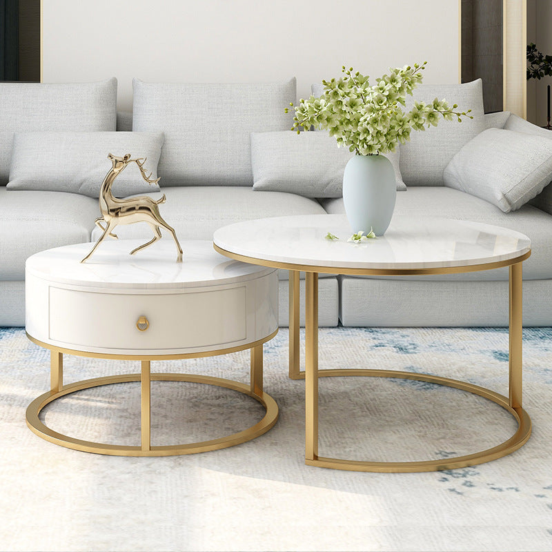 Modern Minimalist Slate Round Coffee Table Combination