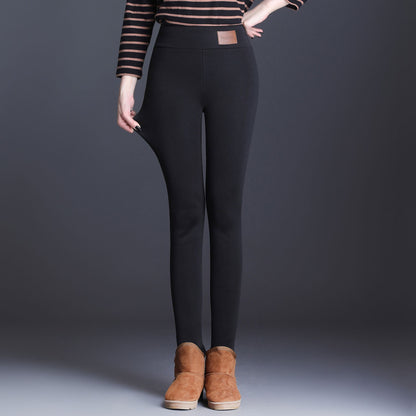 Extra-thick Lamb Velvet Leggings For Women's Outer Wear Plus Velvet Thickening Stretch One Plus Fat To Increase Warm Pants