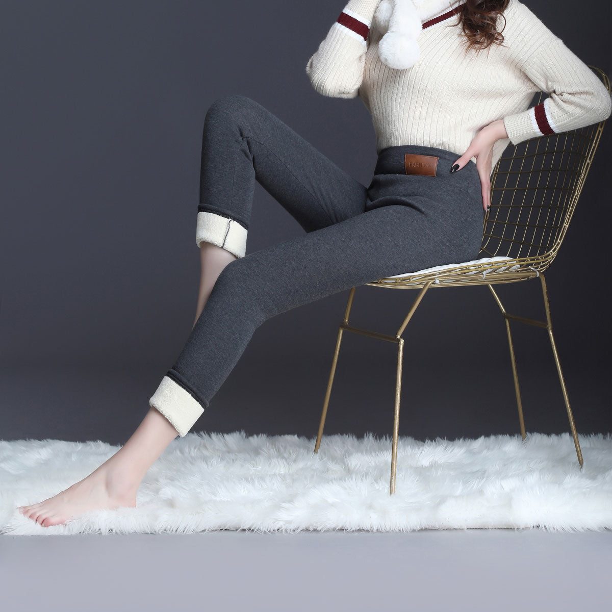 Extra-thick Lamb Velvet Leggings For Women's Outer Wear Plus Velvet Thickening Stretch One Plus Fat To Increase Warm Pants